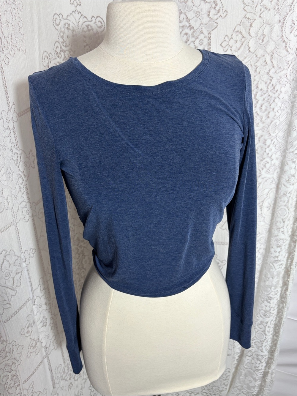 GAP Women's Long-Sleeve Crewneck Top - Navy Blue